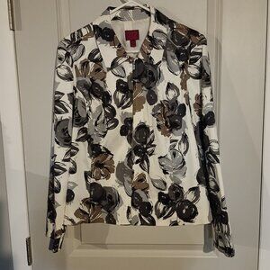 212 Collection Black and Brown Flowered Jacket L EUC